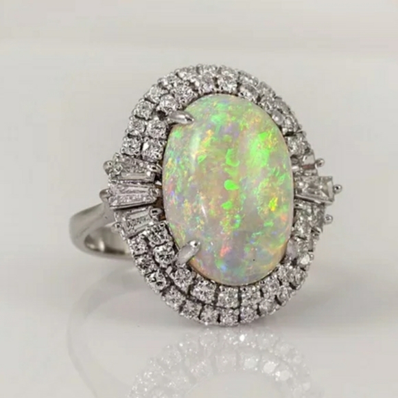 New Noble Big Opal Silver Ring - Picture 4 of 6